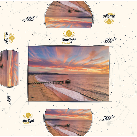 Manhattan Beach Pier Sunset Glow California 500 Jigsaw Puzzle box 3D Modell