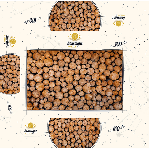 Stacked Firewood Logs with Natural Texture 100 Jigsaw Puzzle box 3D Modell