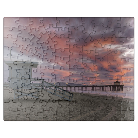 puzzleplate Manhattan Beach Pier with Lifeguard Tower at Sunset 100 Jigsaw Puzzle