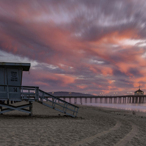Manhattan Beach Pier with Lifeguard Tower at Sunset 100 Jigsaw Puzzle 3D Modell