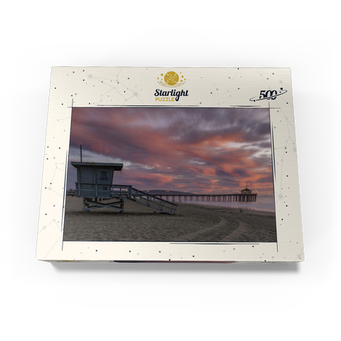 Manhattan Beach Pier with Lifeguard Tower at Sunset 500 Jigsaw Puzzle box view3