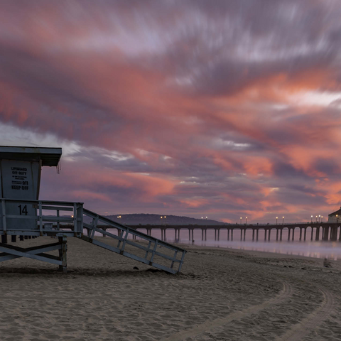 Manhattan Beach Pier with Lifeguard Tower at Sunset 500 Jigsaw Puzzle 3D Modell