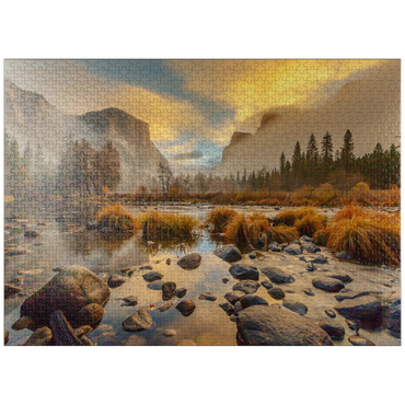 puzzleplate Yosemite Valley at Sunrise with Mist and Reflections 1000 Jigsaw Puzzle