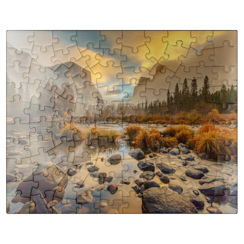 puzzleplate Yosemite Valley at Sunrise with Mist and Reflections 100 Jigsaw Puzzle