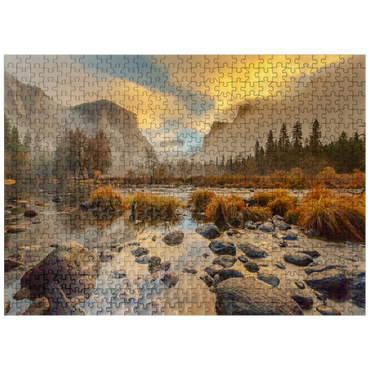 puzzleplate Yosemite Valley at Sunrise with Mist and Reflections 500 Jigsaw Puzzle