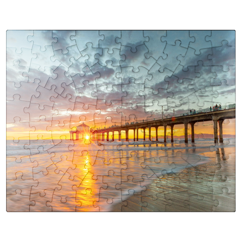 puzzleplate Manhattan Beach Pier Sunset Glow 100 Jigsaw Puzzle