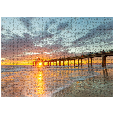 puzzleplate Manhattan Beach Pier Sunset Glow 500 Jigsaw Puzzle
