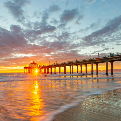 Manhattan Beach Pier Sunset Glow 500 Jigsaw Puzzle 3D Modell