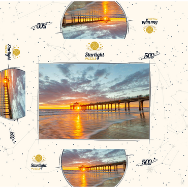Manhattan Beach Pier Sunset Glow 500 Jigsaw Puzzle box 3D Modell