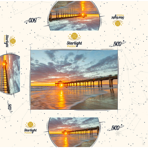Manhattan Beach Pier Sunset Glow 500 Jigsaw Puzzle box 3D Modell