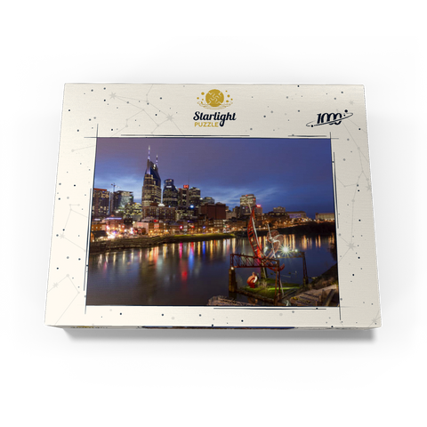 Nashville Skyline with Cumberland River Reflections at Dusk 1000 Jigsaw Puzzle box view3