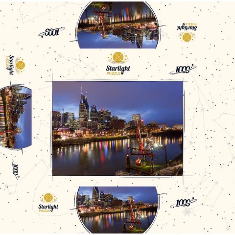Nashville Skyline with Cumberland River Reflections at Dusk 1000 Jigsaw Puzzle box 3D Modell