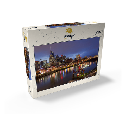 Nashville Skyline with Cumberland River Reflections at Dusk 100 Jigsaw Puzzle box view2