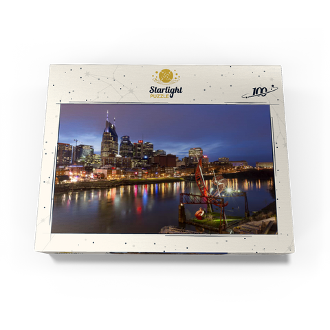Nashville Skyline with Cumberland River Reflections at Dusk 100 Jigsaw Puzzle box view3