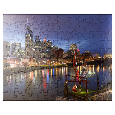 puzzleplate Nashville Skyline with Cumberland River Reflections at Dusk 100 Jigsaw Puzzle