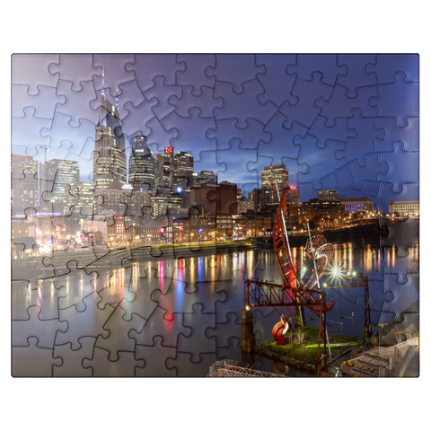 puzzleplate Nashville Skyline with Cumberland River Reflections at Dusk 100 Jigsaw Puzzle