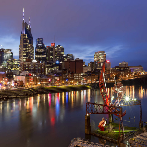 Nashville Skyline with Cumberland River Reflections at Dusk 100 Jigsaw Puzzle 3D Modell