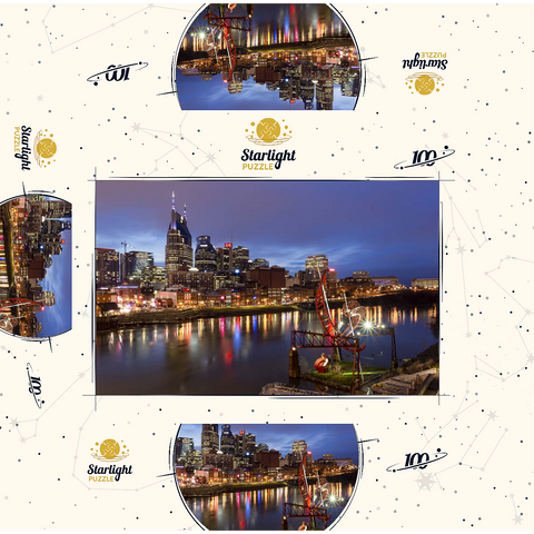 Nashville Skyline with Cumberland River Reflections at Dusk 100 Jigsaw Puzzle box 3D Modell