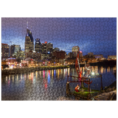 puzzleplate Nashville Skyline with Cumberland River Reflections at Dusk 500 Jigsaw Puzzle