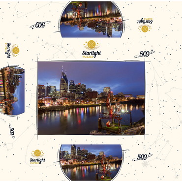 Nashville Skyline with Cumberland River Reflections at Dusk 500 Jigsaw Puzzle box 3D Modell