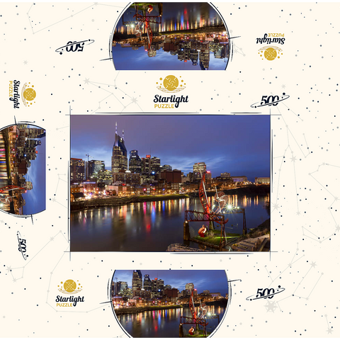 Nashville Skyline with Cumberland River Reflections at Dusk 500 Jigsaw Puzzle box 3D Modell