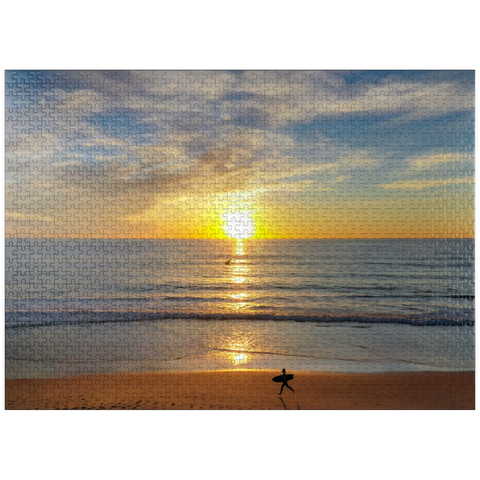 puzzleplate Surfer at Sunset on California Beach 1000 Jigsaw Puzzle