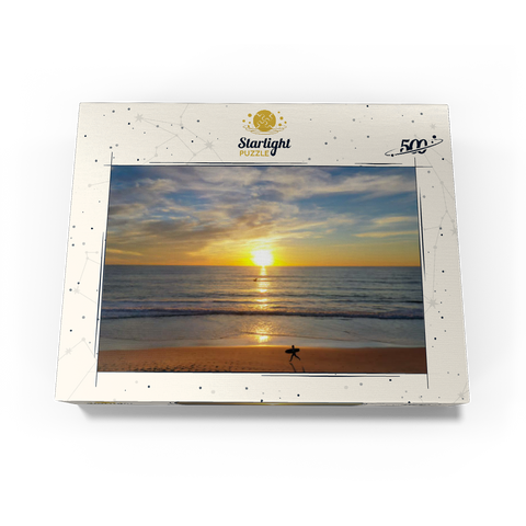 Surfer at Sunset on California Beach 500 Jigsaw Puzzle box view3