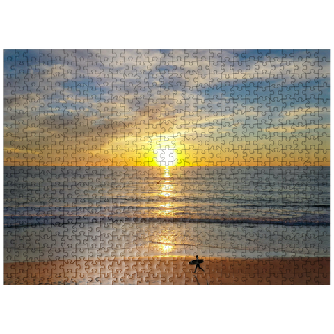 puzzleplate Surfer at Sunset on California Beach 500 Jigsaw Puzzle