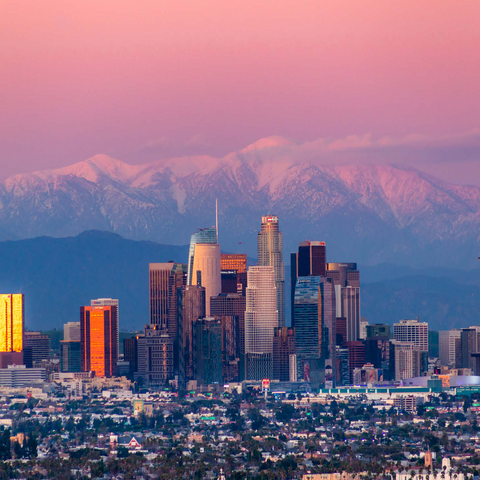 Los Angeles Skyline at Sunset with Snowy Mountains 1000 Jigsaw Puzzle 3D Modell