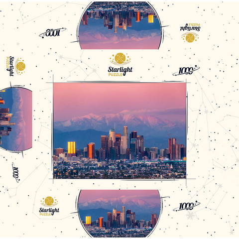 Los Angeles Skyline at Sunset with Snowy Mountains 1000 Jigsaw Puzzle box 3D Modell