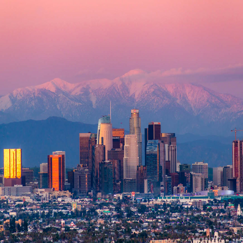 Los Angeles Skyline at Sunset with Snowy Mountains 100 Jigsaw Puzzle 3D Modell