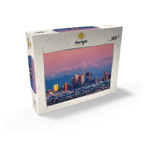 Los Angeles Skyline at Sunset with Snowy Mountains 500 Jigsaw Puzzle box view2
