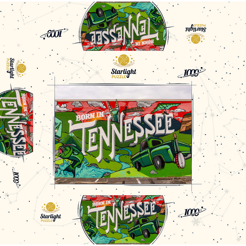 Born in Tennessee Street Art Wall Mural 1000 Jigsaw Puzzle box 3D Modell