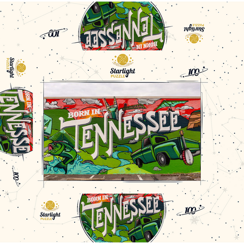 Born in Tennessee Street Art Wall Mural 100 Jigsaw Puzzle box 3D Modell