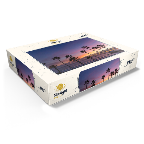Manhattan Beach Pier at Sunset with Palm Silhouettes 1000 Jigsaw Puzzle box view1