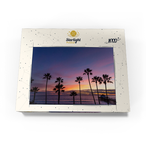 Manhattan Beach Pier at Sunset with Palm Silhouettes 1000 Jigsaw Puzzle box view3