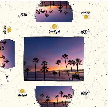 Manhattan Beach Pier at Sunset with Palm Silhouettes 1000 Jigsaw Puzzle box 3D Modell