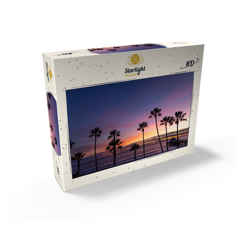 Manhattan Beach Pier at Sunset with Palm Silhouettes 100 Jigsaw Puzzle box view2