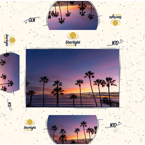 Manhattan Beach Pier at Sunset with Palm Silhouettes 100 Jigsaw Puzzle box 3D Modell