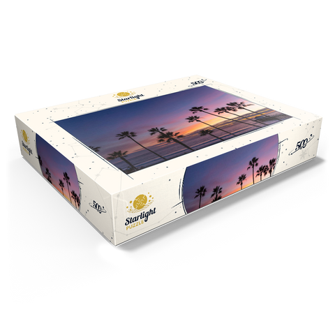 Manhattan Beach Pier at Sunset with Palm Silhouettes 500 Jigsaw Puzzle box view1