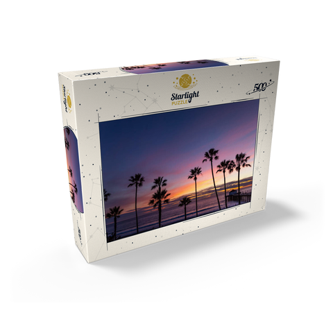 Manhattan Beach Pier at Sunset with Palm Silhouettes 500 Jigsaw Puzzle box view2