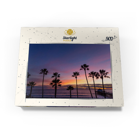 Manhattan Beach Pier at Sunset with Palm Silhouettes 500 Jigsaw Puzzle box view3