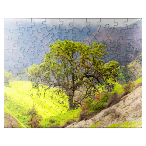 puzzleplate California Oak Tree in Spring Green Hills 100 Jigsaw Puzzle