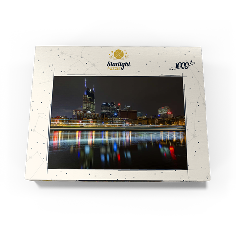 Nashville Skyline at Night - Reflections on the Cumberland River 1000 Jigsaw Puzzle box view3