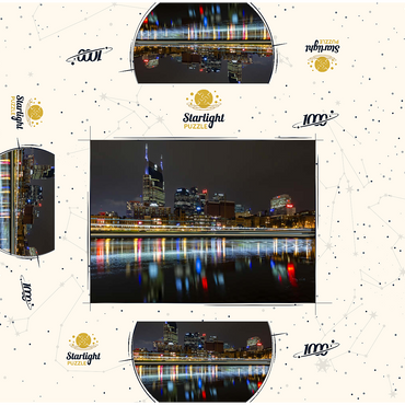 Nashville Skyline at Night - Reflections on the Cumberland River 1000 Jigsaw Puzzle box 3D Modell