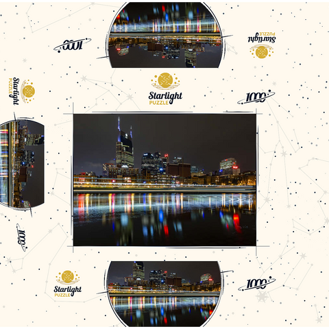 Nashville Skyline at Night - Reflections on the Cumberland River 1000 Jigsaw Puzzle box 3D Modell