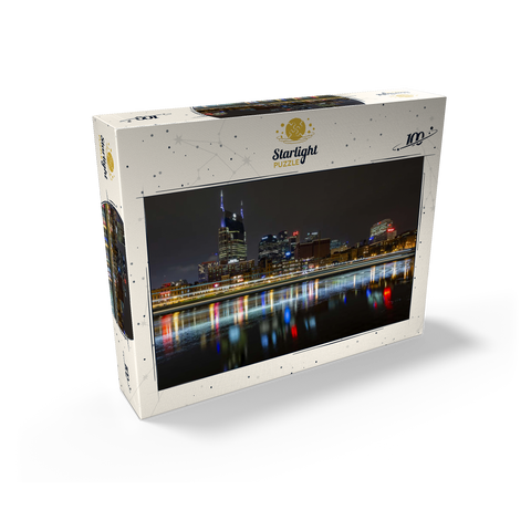 Nashville Skyline at Night - Reflections on the Cumberland River 100 Jigsaw Puzzle box view2
