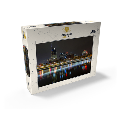 Nashville Skyline at Night - Reflections on the Cumberland River 500 Jigsaw Puzzle box view2