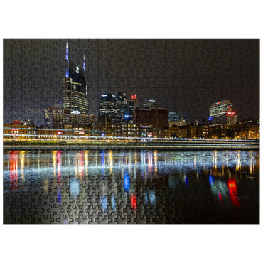 puzzleplate Nashville Skyline at Night - Reflections on the Cumberland River 500 Jigsaw Puzzle