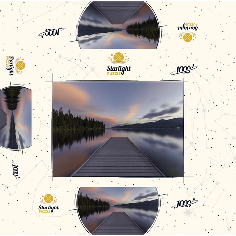 Montana Lake Dock at Dusk - Serene Forest Reflections 1000 Jigsaw Puzzle box 3D Modell